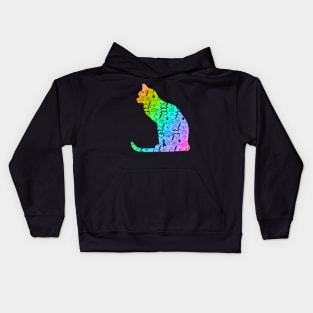 Colorful Halloween Cat With Pumpkin Kids Hoodie